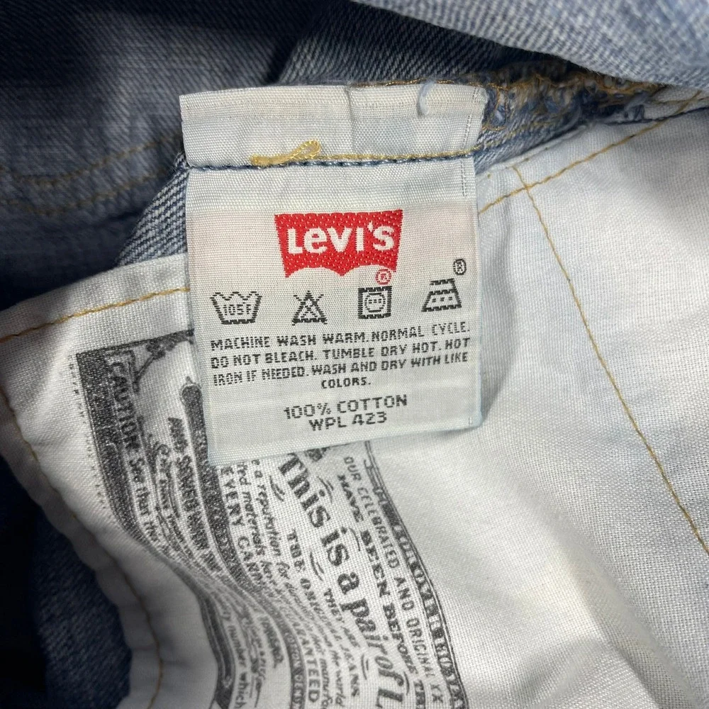 Levi's 501 Jeans Mens 36(35)x31 Blue Straight‎ Leg Button Fly Distressed Denim